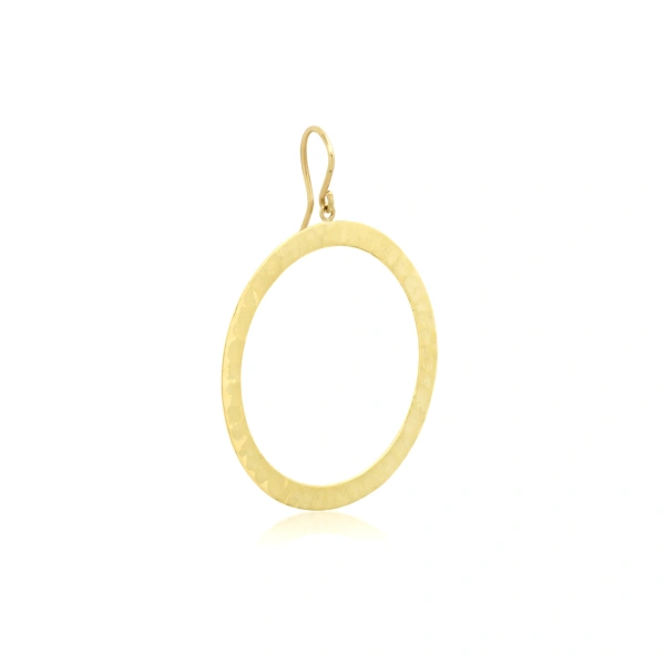 Jennifer Meyer Large Hammered Open Circle Drop Earrings in 18K Yellow Gold | Fine Earrings | Coveti
