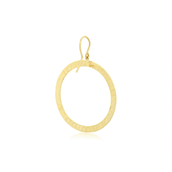Jennifer Meyer Large Hammered Open Circle Drop Earrings in 18K Yellow Gold | Fine Earrings | Coveti