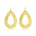 Jennifer Meyer Large Hammered Open Teardrop Earrings in 18K Yellow Gold | Fine Earrings | Coveti
