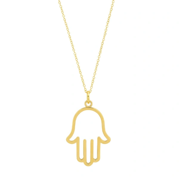 Large Hamsa Necklace in 18K Yellow Gold