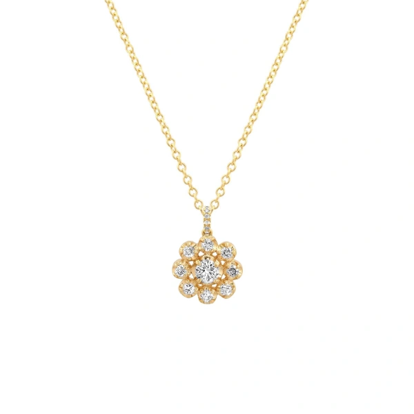 Jennifer Meyer Large Illusion Set Diamond Flower Necklace in 18K Yellow Gold | Fine Necklaces | Coveti