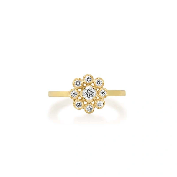 Jennifer Meyer Large Illusion Set Diamond Flower Ring in 18K Yellow Gold | Fine Rings | Coveti