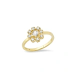 Jennifer Meyer Large Illusion Set Diamond Flower Ring in 18K Yellow Gold | Fine Rings | Coveti