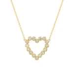 Jennifer Meyer Large Illusion Set Diamond Open Heart Necklace in 18K Yellow Gold | Fine Necklaces | Coveti