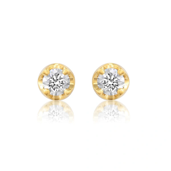 Jennifer Meyer Large Illusion Set Diamond Studs in 18K Yellow Gold | Fine Earrings | Coveti