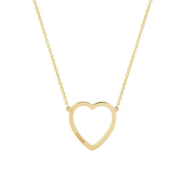 Jennifer Meyer Large Lapis Open Heart Necklace in 18K Yellow Gold | Fine Necklaces | Coveti