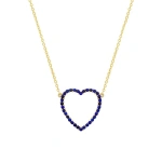 Jennifer Meyer Large Lapis Open Heart Necklace in 18K Yellow Gold | Fine Necklaces | Coveti