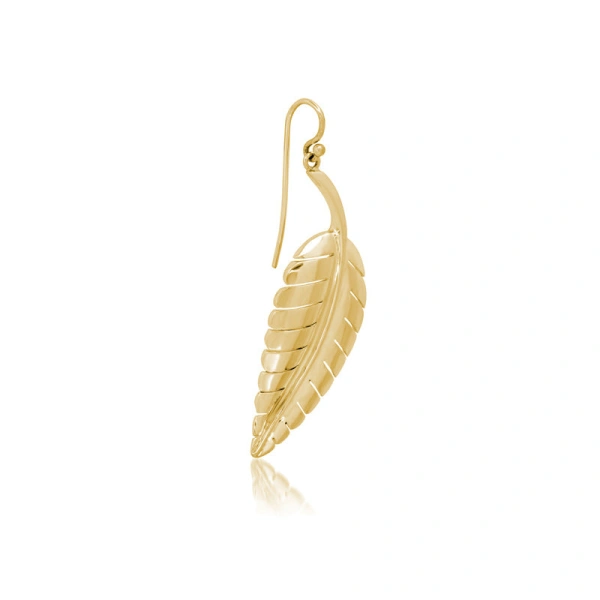 Jennifer Meyer Large Leaf Earrings in 18K Yellow Gold | Fine Earrings | Coveti