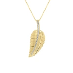 Jennifer Meyer Large Leaf Necklace With Baguette Cut Diamond Detail in 18K Yellow Gold | Fine Necklaces | Coveti