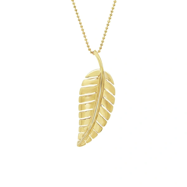 Jennifer Meyer Large Leaf Necklace in 18K Yellow Gold | Fine Necklaces | Coveti