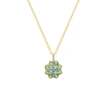 Jennifer Meyer Large Mint Tourmaline Flower Necklace with Aquamarine Center in 18K Yellow Gold | Fine Necklaces | Coveti