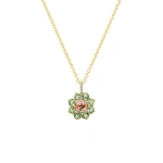 Jennifer Meyer Large Mint Tourmaline Flower Necklace with Morganite Center in 18K Yellow Gold | Fine Necklaces | Coveti