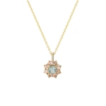 Jennifer Meyer Large Morganite Flower Necklace with Aquamarine Center in 18K Yellow Gold | Fine Necklaces | Coveti