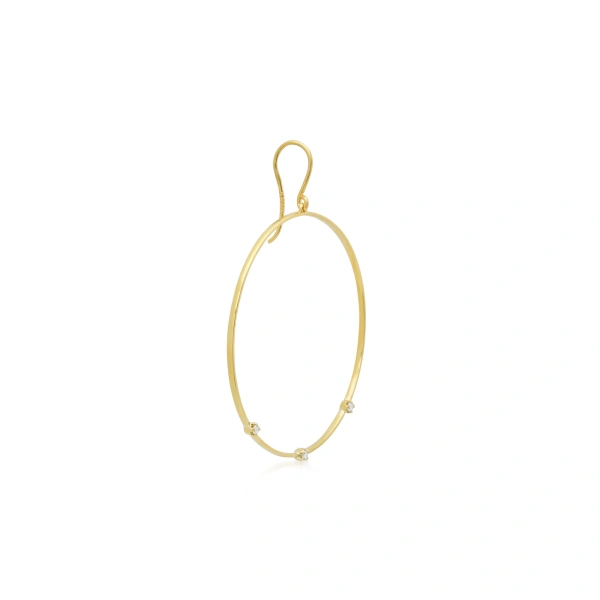 Jennifer Meyer Large Open Circle Earrings with 3 Illusion Set Diamonds in 18K Yellow Gold | Fine Earrings | Coveti