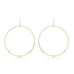Jennifer Meyer Large Open Circle Earrings with 3 Illusion Set Diamonds in 18K Yellow Gold | Fine Earrings | Coveti