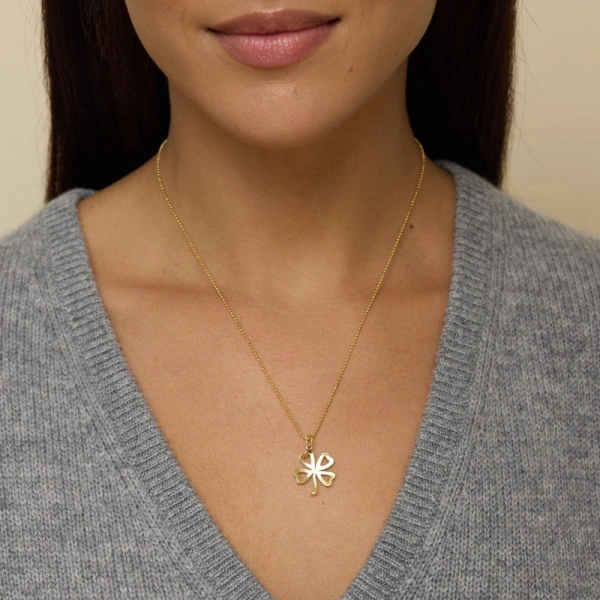 Jennifer Meyer Large Open Clover Necklace in 18K Yellow Gold | Fine Necklaces | Coveti