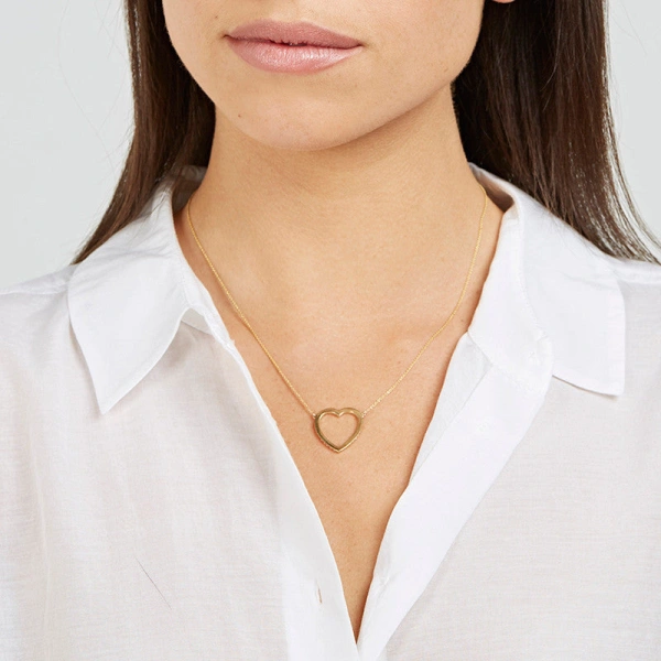 Jennifer Meyer Large Open Heart Necklace in 18K Yellow Gold | Fine Necklaces | Coveti