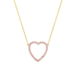 Jennifer Meyer Large Pink Sapphire Open Heart Necklace in 18K Yellow Gold | Fine Necklaces | Coveti
