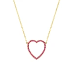 Jennifer Meyer Large Ruby Open Heart Necklace in 18K Yellow Gold | Fine Necklaces | Coveti
