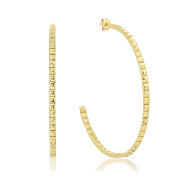 Jennifer Meyer Large Square Hoops in 18K Yellow Gold | Fine Earrings | Coveti