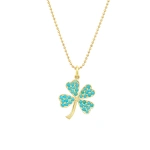 Jennifer Meyer Large Turquoise Clover Necklace in 18K Yellow Gold | Fine Necklaces | Coveti