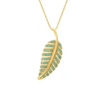 Jennifer Meyer Large Turquoise Leaf Necklace in 18K Yellow Gold | Fine Necklaces | Coveti