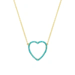 Jennifer Meyer Large Turquoise Open Heart Necklace in 18K Yellow Gold | Fine Necklaces | Coveti