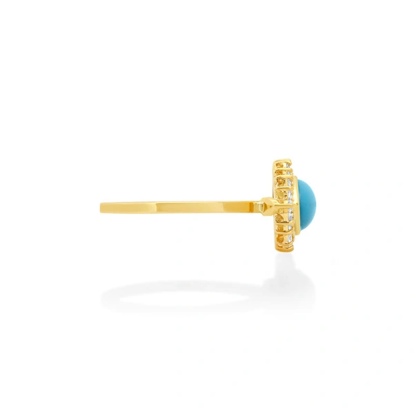 Jennifer Meyer Large Turquoise and Diamond Marquise Ring in 18K Yellow Gold | Fine Rings | Coveti