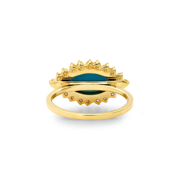 Jennifer Meyer Large Turquoise and Diamond Marquise Ring in 18K Yellow Gold | Fine Rings | Coveti