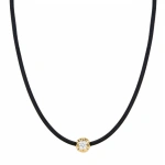 Jennifer Meyer Leather Cord Necklace with Illusion Set Diamond in 18K Yellow Gold | Fine Necklaces | Coveti
