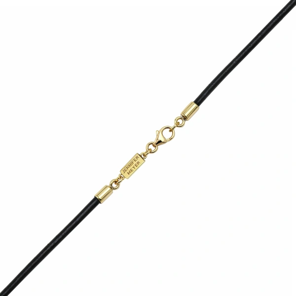 Jennifer Meyer Leather Cord Necklace with Illusion Set Diamond in 18K Yellow Gold | Fine Necklaces | Coveti