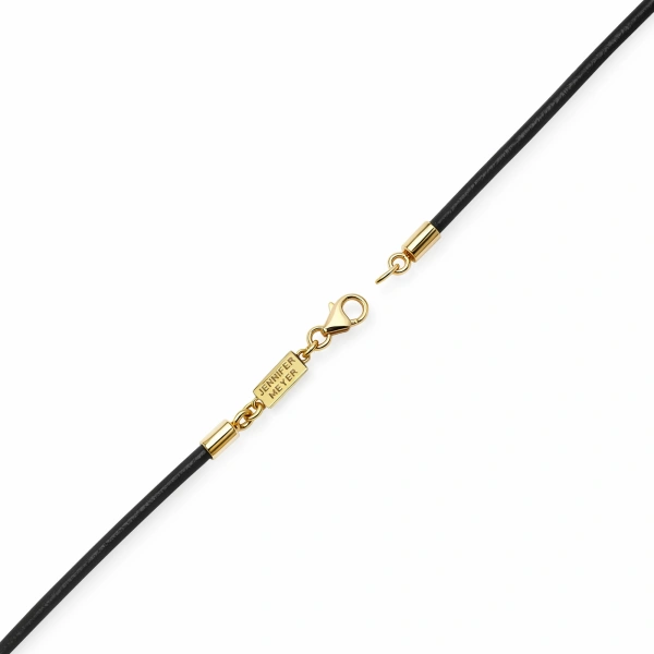 Jennifer Meyer Leather Cord Necklace with Illusion Set Diamond in 18K Yellow Gold | Fine Necklaces | Coveti