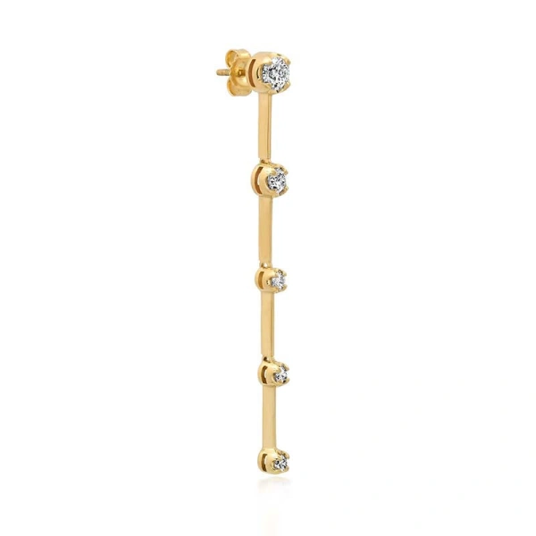 Jennifer Meyer Linear Illusion Set Diamond Earrings in 18K Yellow Gold | Fine Earrings | Coveti