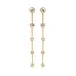 Jennifer Meyer Linear Illusion Set Diamond Earrings in 18K Yellow Gold | Fine Earrings | Coveti