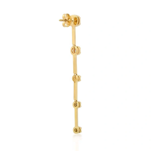 Jennifer Meyer Linear Illusion Set Diamond Earrings in 18K Yellow Gold | Fine Earrings | Coveti