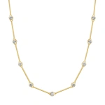 Jennifer Meyer Linear Illusion Set Diamond Necklace in 18K Yellow Gold | Fine Necklaces | Coveti