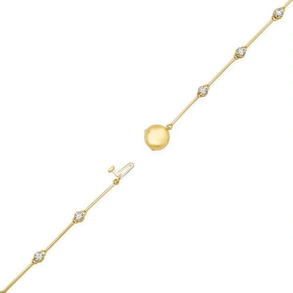 Jennifer Meyer Linear Illusion Set Diamond Necklace in 18K Yellow Gold | Fine Necklaces | Coveti