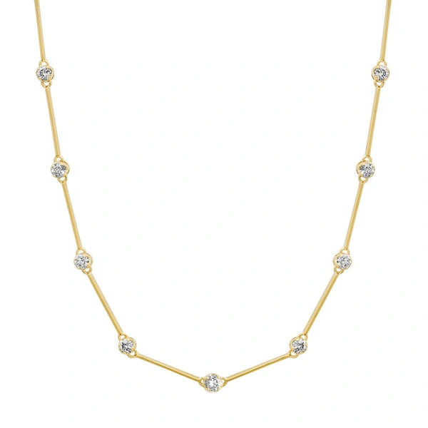 Jennifer Meyer Linear Illusion Set Diamond Necklace in 18K Yellow Gold | Fine Necklaces | Coveti