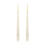 Jennifer Meyer Long Diamond Dome Earrings in 18K Yellow Gold | Fine Earrings | Coveti