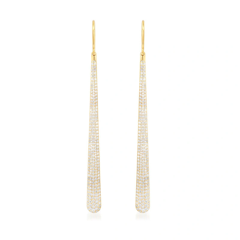 Jennifer Meyer Long Diamond Dome Earrings in 18K Yellow Gold Jennifer Meyer Long Diamond Dome Earrings in 18K Yellow Gold | Fine Earrings | Coveti