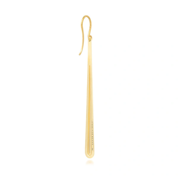 Jennifer Meyer Long Dome Drop Earrings in 18K Yellow Gold | Fine Earrings | Coveti