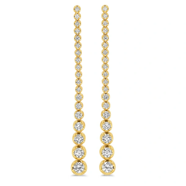 Jennifer Meyer Long Graduated Diamond Tennis Studs in 18K Yellow Gold | Fine Earrings | Coveti