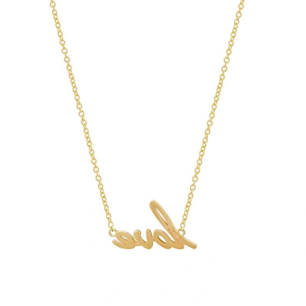 Jennifer Meyer Love Script Necklace in 18K Yellow Gold | Fine Necklaces | Coveti