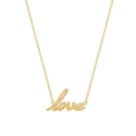 Jennifer Meyer Love Script Necklace in 18K Yellow Gold | Fine Necklaces | Coveti