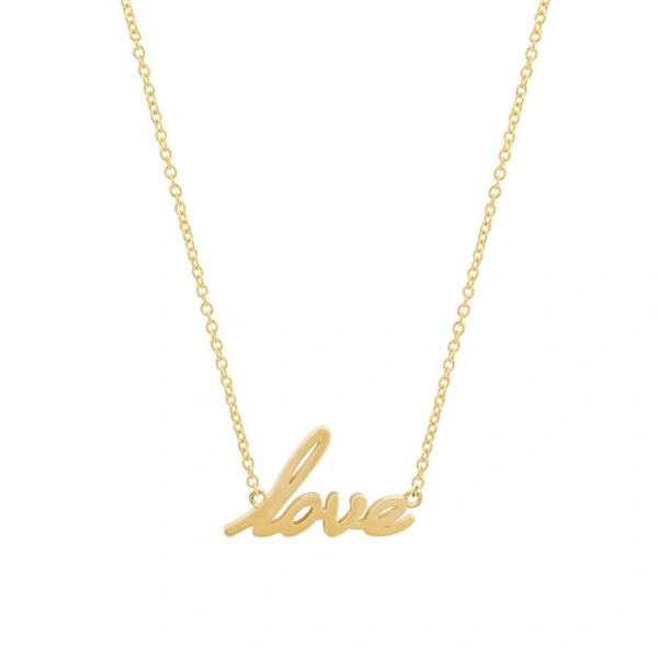 Jennifer Meyer Love Script Necklace in 18K Yellow Gold | Fine Necklaces | Coveti