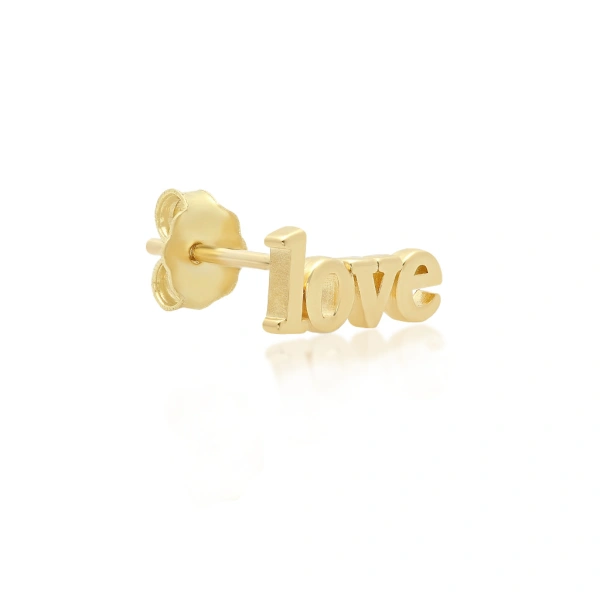 Jennifer Meyer Love Stud in 18K Yellow Gold | Fine Earrings | Coveti
