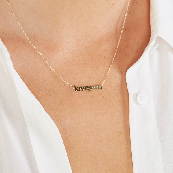 Jennifer Meyer Love You Necklace in 18K Yellow Gold | Fine Necklaces | Coveti