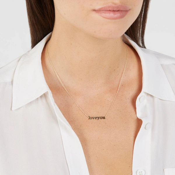 Jennifer Meyer Love You Necklace in 18K Yellow Gold | Fine Necklaces | Coveti