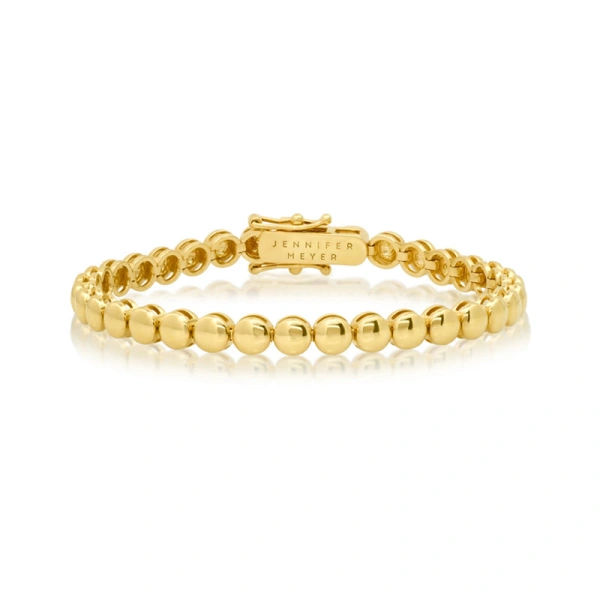 Jennifer Meyer Luxe Bezel Tennis Bracelet in 18K Yellow Gold | Fine Bracelets | Coveti