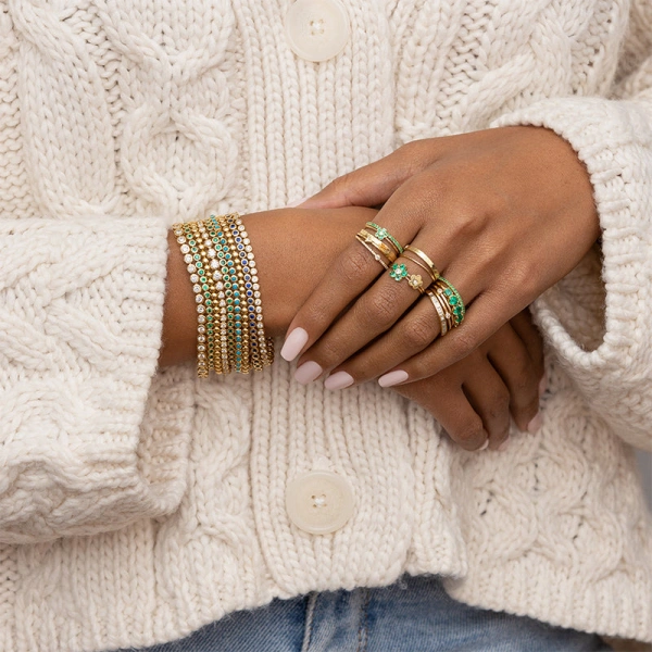 Jennifer Meyer Luxe Diamond Bezel Tennis Bracelet in 18K Yellow Gold | Fine Bracelets | Coveti